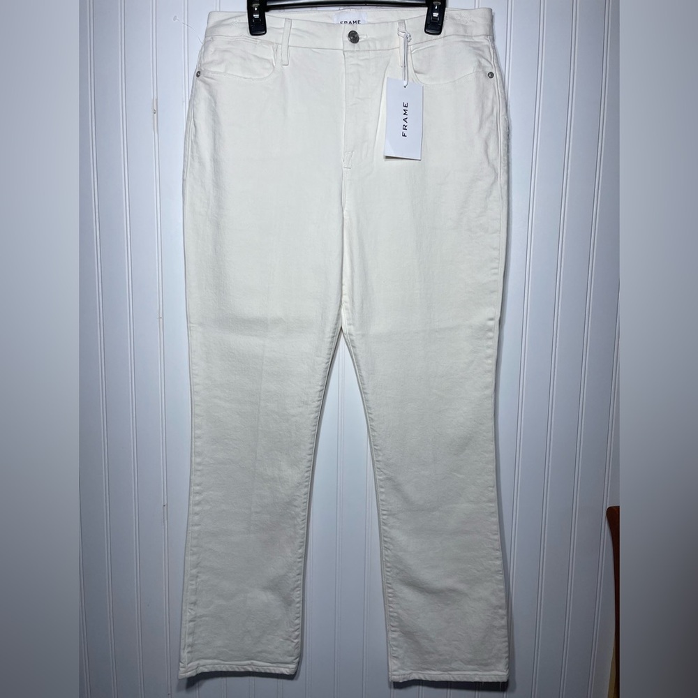 Frame jeans size 33 le super high straight off white/cream color  nwt